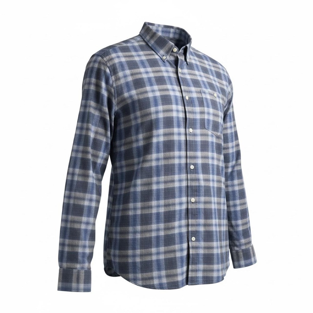 Calvin Klein Men's 2XL Regular Blue Plaid Woven Cotton Long Sleeve Button-Down
